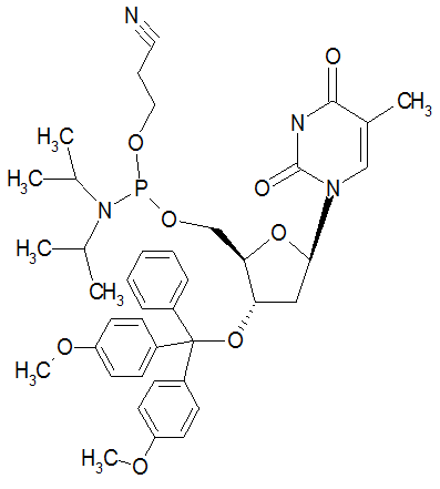 5’-O-[(N,N-diisopropylamino)-(2-cyanoethoxy)phosphinyl]-3’-O-(4,4’-dimethoxytrityl)-thymidine
