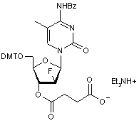  N4-Benzoyl-1-(2’-deoxy-5’-O-DMT-2’-fluoro-β-D-arabinofuranosyl)-5-methylcytosine-3’-O-succinate triethylammonium salt